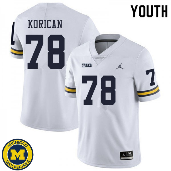 Youth Michigan Wolverines #78 Griffin Korican White College Game Jersey